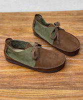 Retro Schnürschuhe mit Spleißen, Kaffeefarben, Rindsleder